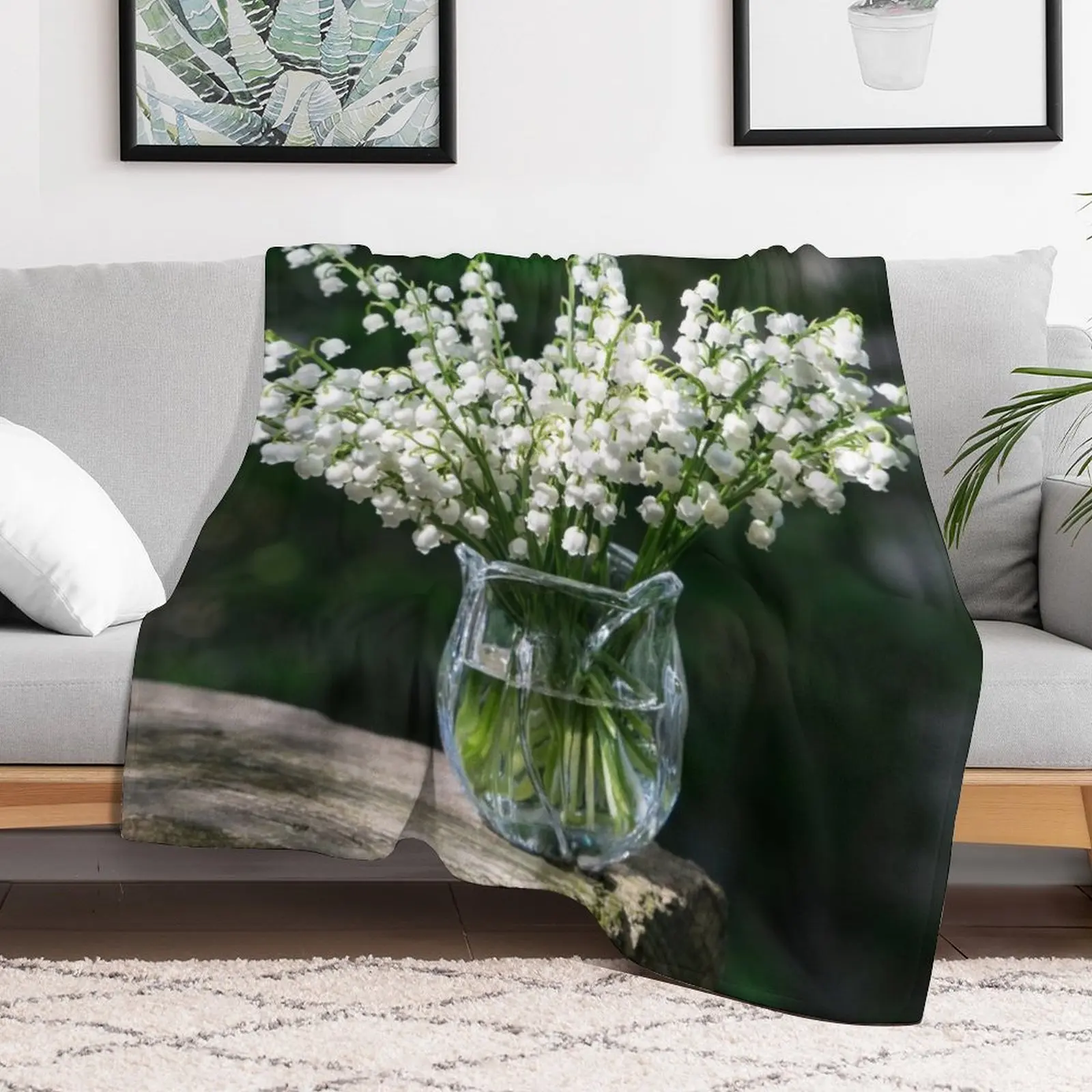 Springtime Aromatherapy - Lily-of-the-valley Flower Bouquet Perfuming the Air Throw Blanket