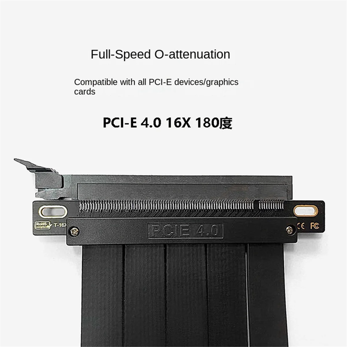 Full Speed PCI-E 4.0 16X กราฟิกการ์ดอะแดปเตอร์ขยายพอร์ต 180 องศา 10 ซม.