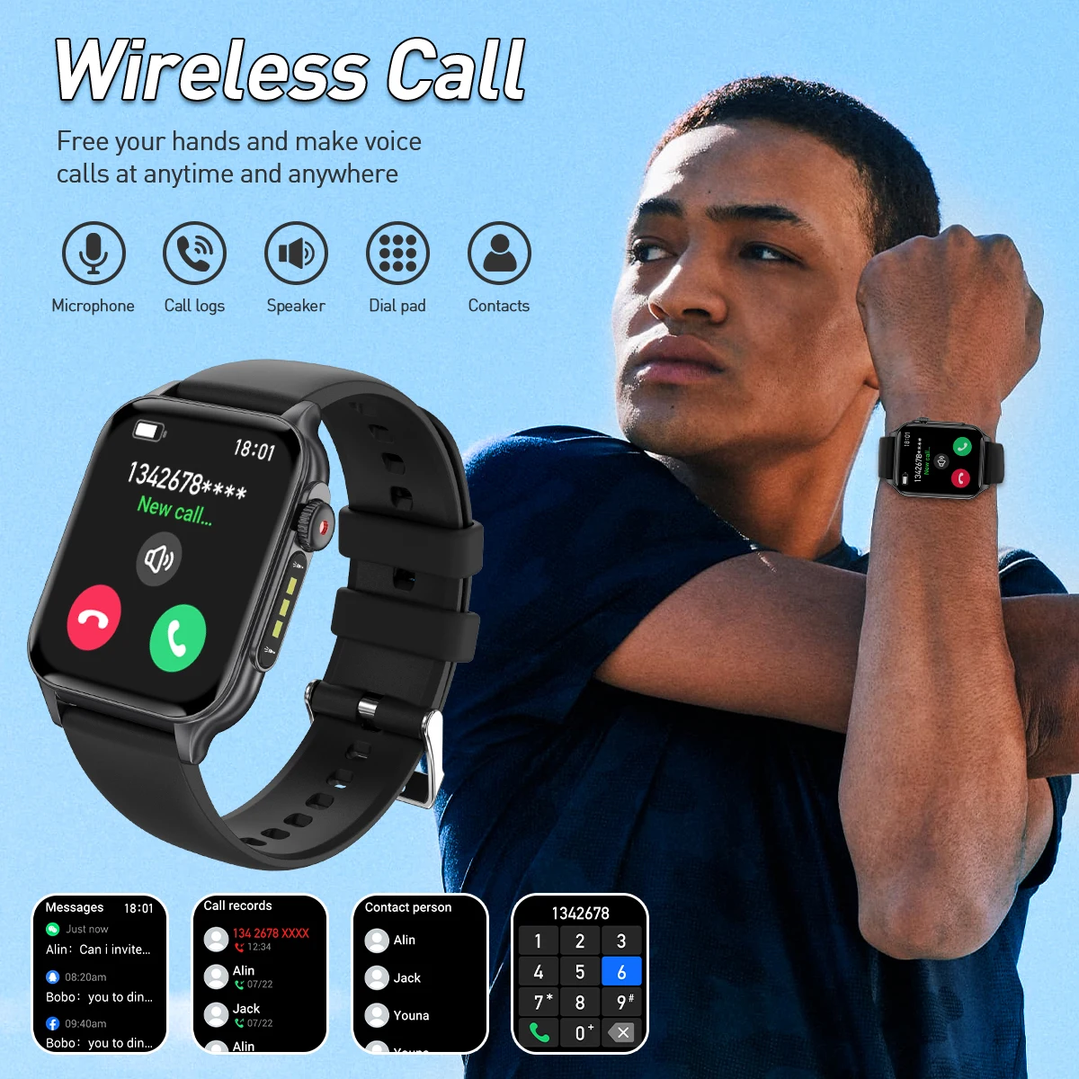 LIGE Новые 1,96 "HD фонарик Смарт-часы Мужчины Женщины Спортивные часы-трекер Монитор здоровья Водонепроницаемые Bluetooth-вызов Мужские умные часы