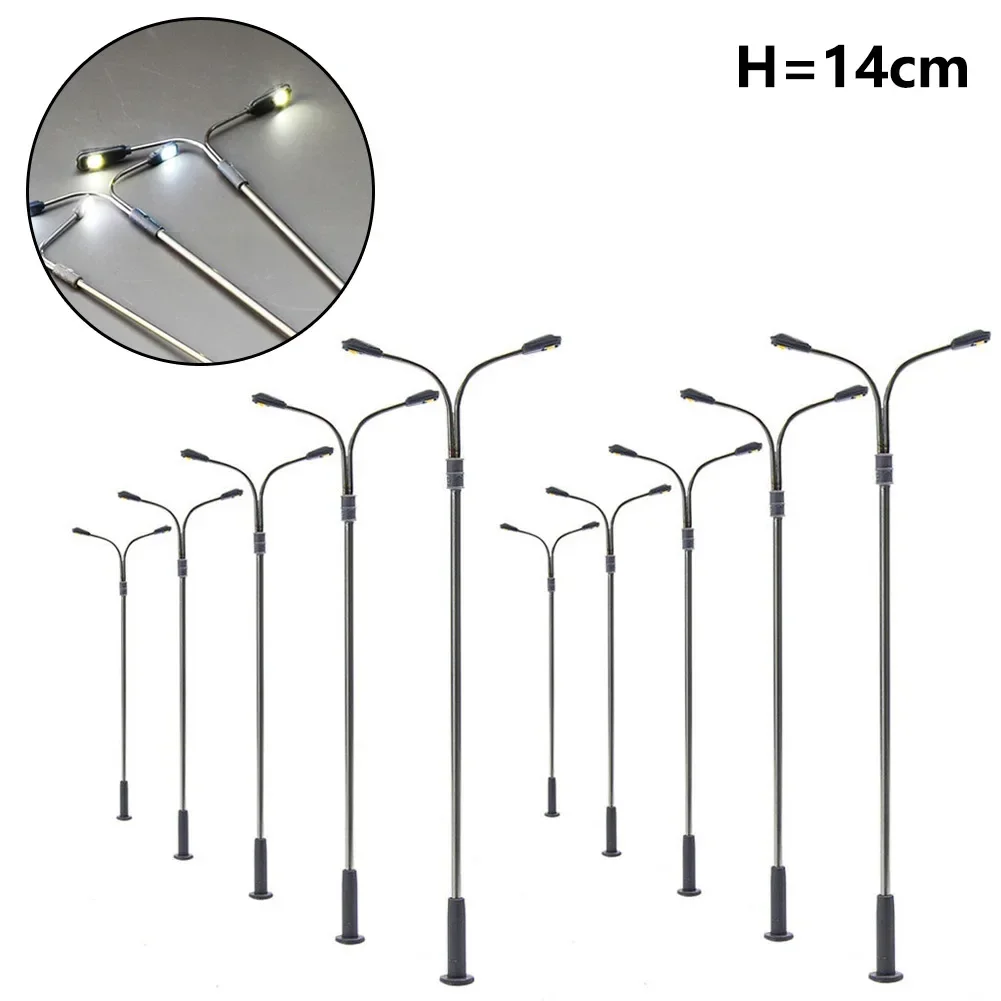 10Pcs Model Railway Warm White HO Scale Lamps Post 1:87 Street Light Single Head Lamps Model Street Lights Garden Decoration