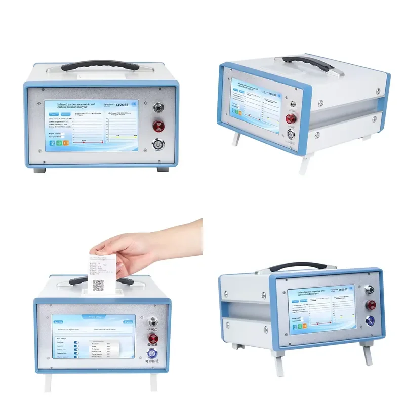 Portable NDIR Infrared CO and CO2 Gas Analyzer 7 Inch Touchscreen Carbon Monoxide Detector with Built in Printer