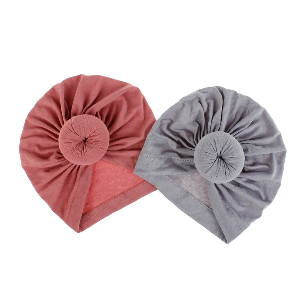 

Детская шапка, хлопковая вязаная шапка в виде пончика, однотонная эластичная дышащая теплая шапка, головной убор для малышей, коричневая камея