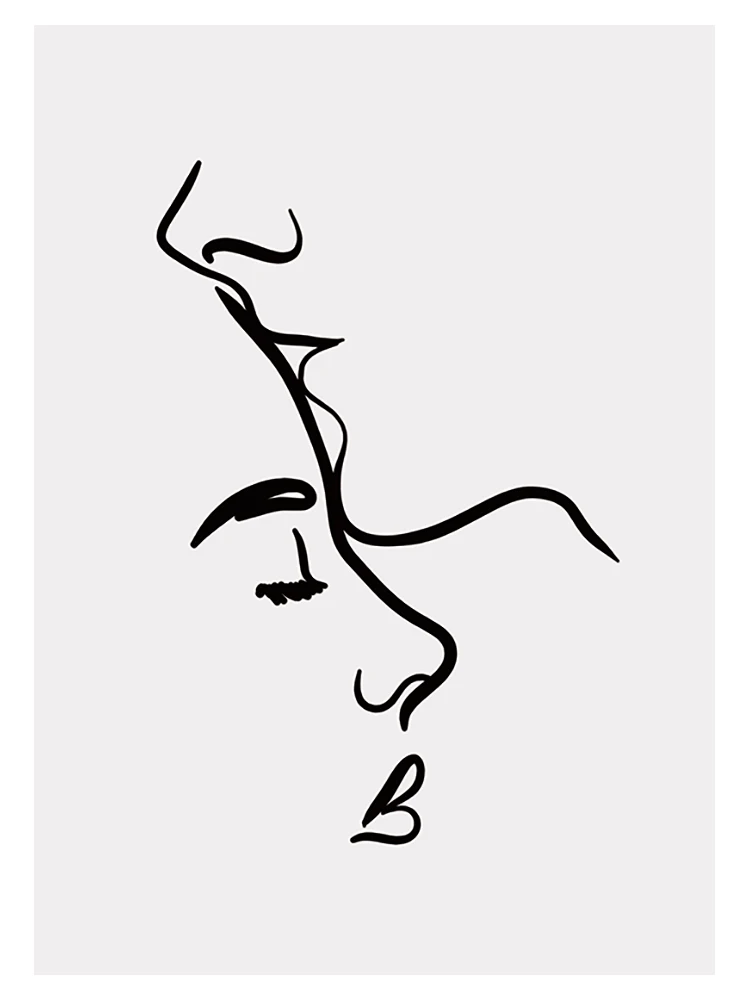 Affiches de ligne de Couple d'amour romantique, peinture sur toile et imprimés, images d'art murales pour décor de salon