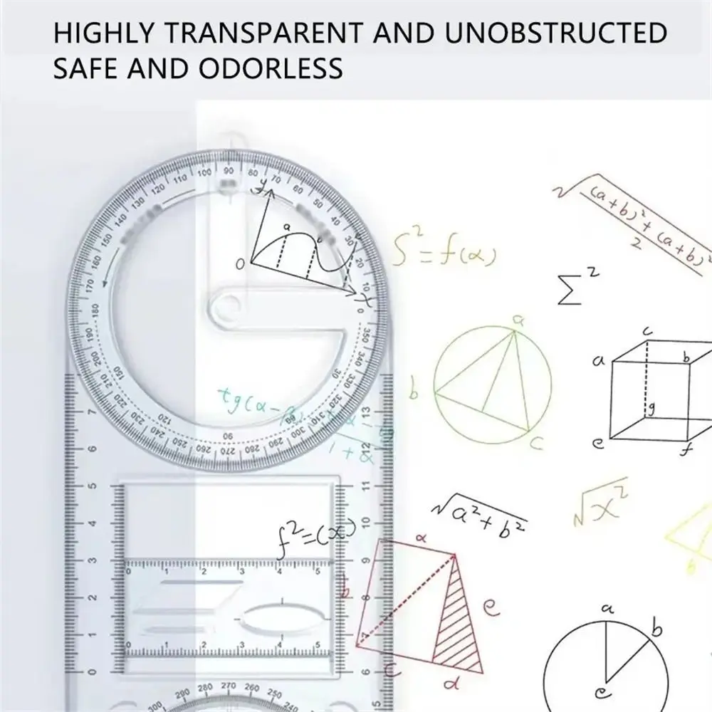 Multifuncional Activity Angle Drawing Régua, geometria reta, modelo de medição transparente