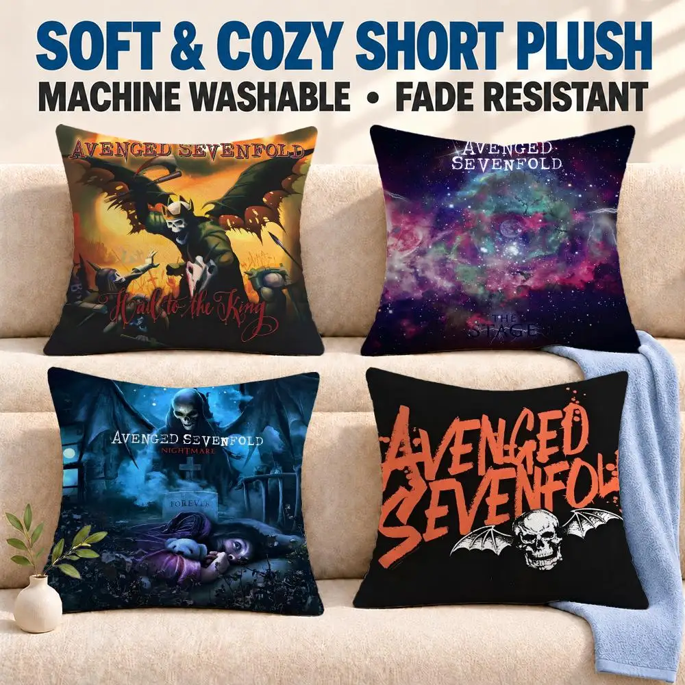 band Avenged Sevenfold Cushion Cover Soft Washable Pillowcase Cushion Cover for Sofa Bed Car Travel Office Home Decor