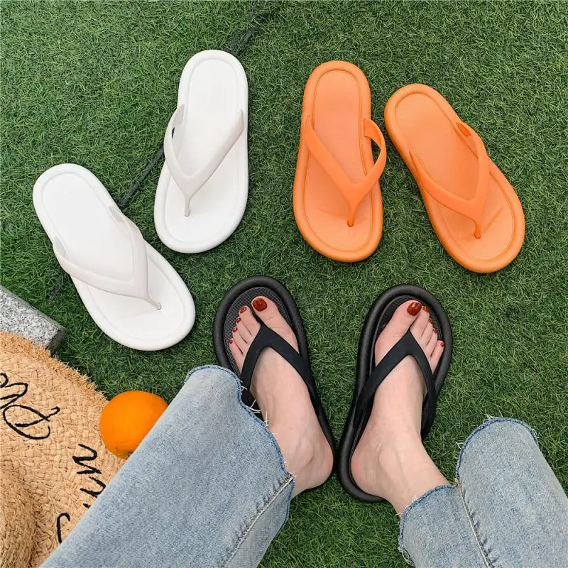 

2022 New Flip-flops Female Summer INS Fashion Casual Outdoor Beach Sandals Flat Platform Thick Soled Non-slip Slides for Men