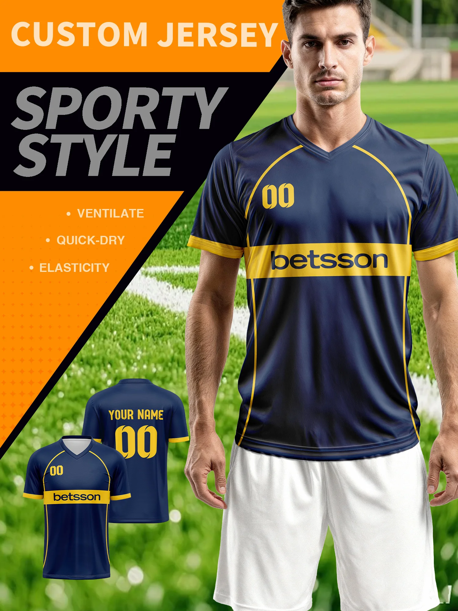 2026 Men's and Women's Customized Name and Number Sports V-Neck Jerseys, Quick-Drying, Fashionable, Sublimation Technology