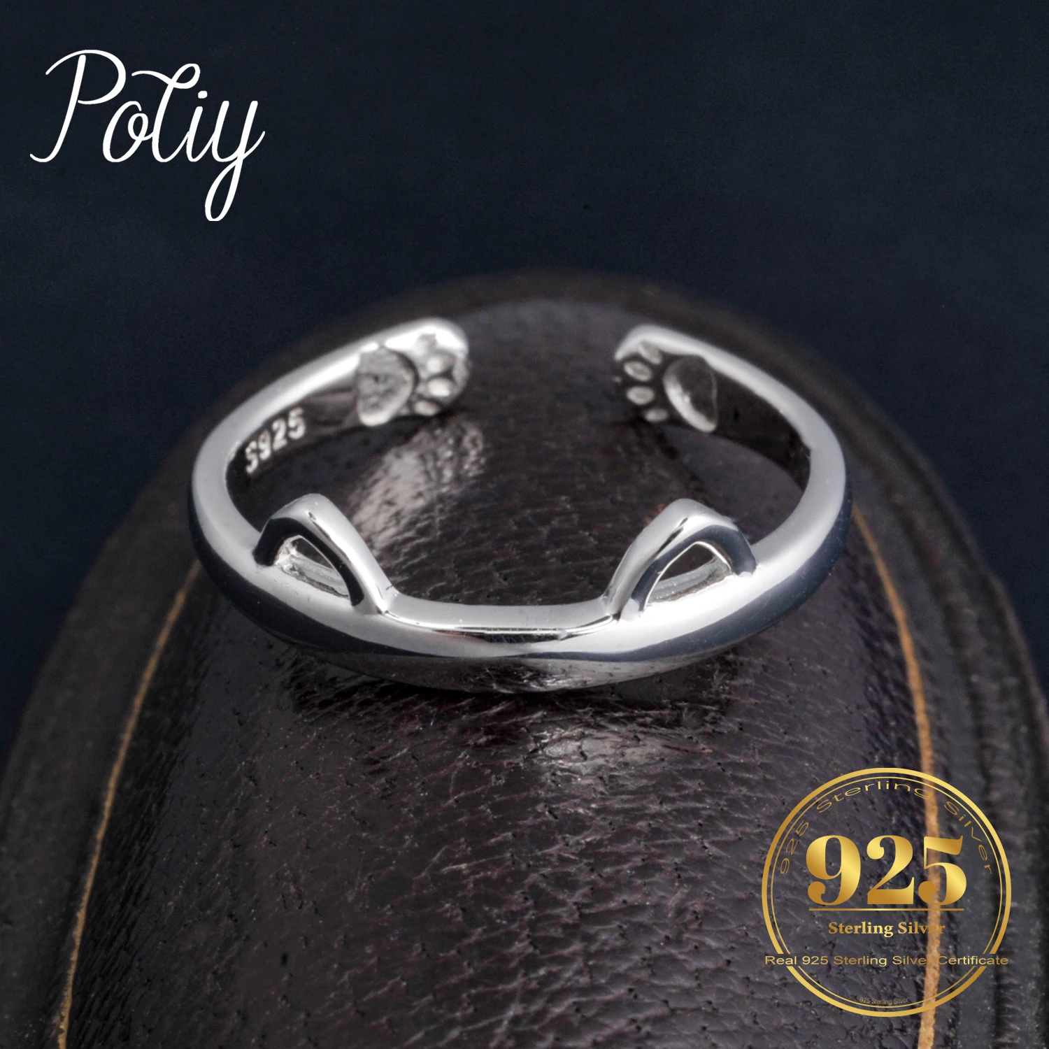 Potiy Vintage Cute Cat Fashion Stacking Ring Party Gift For Her 925 Sterling Silver Cat's Claws