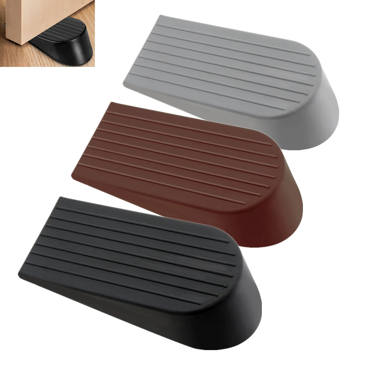 1 pc Rubber Door Stopper Widening Wedge Works on All Floor Surfaces Height up to 1.9 '' for Home Office School Heavy Door