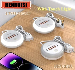 50W Multi Ports Power Strip USB Socket Type C Fast Charging Wall Charger  For iPhone 16 Xiaomi Quick Charge Mobile Phone Charger