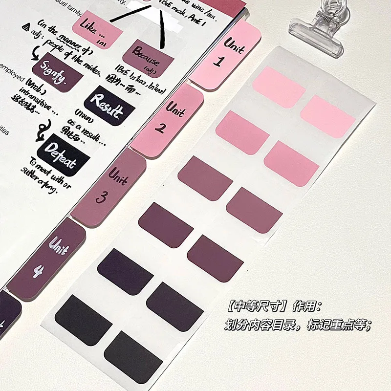 Y2K Black Pink Gradient Color Index Sticker Cute Girl Writable Notebook Planner Page Mark Sticker Sticky Note Kawaii Stationery