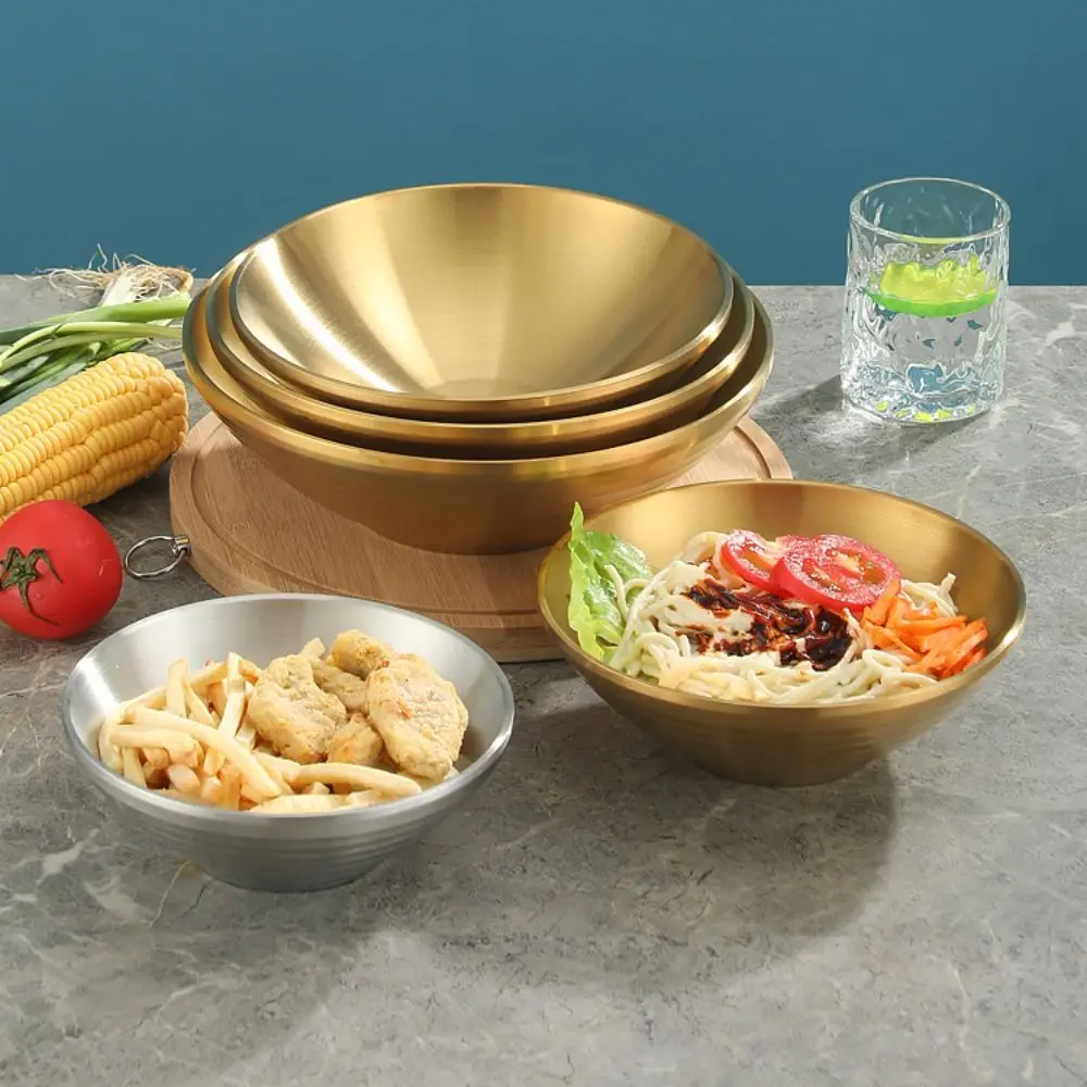 

Practical Japanese Style 304 Stainless Steel Bowl Heat Insulated Durable Instant Noodles Bowl Anti Fall Ramen Bowl Cold Noodles