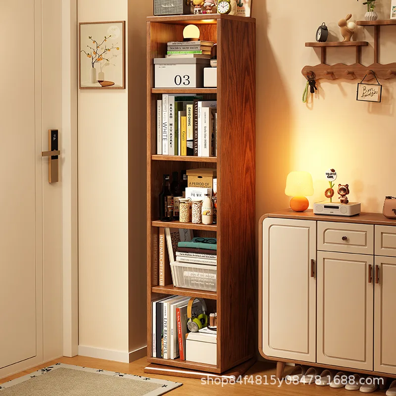 All solid wood household rotating full-length mirror rack integrated living room bedroom magazine rack simple