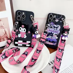 For Xiaomi Redmi 8 9 9A 9T 9C 10 10A 11A 10C 12C A1 Note 7 8 9 9s 10 11 12 Pro Kuromi Case With Holder Rope