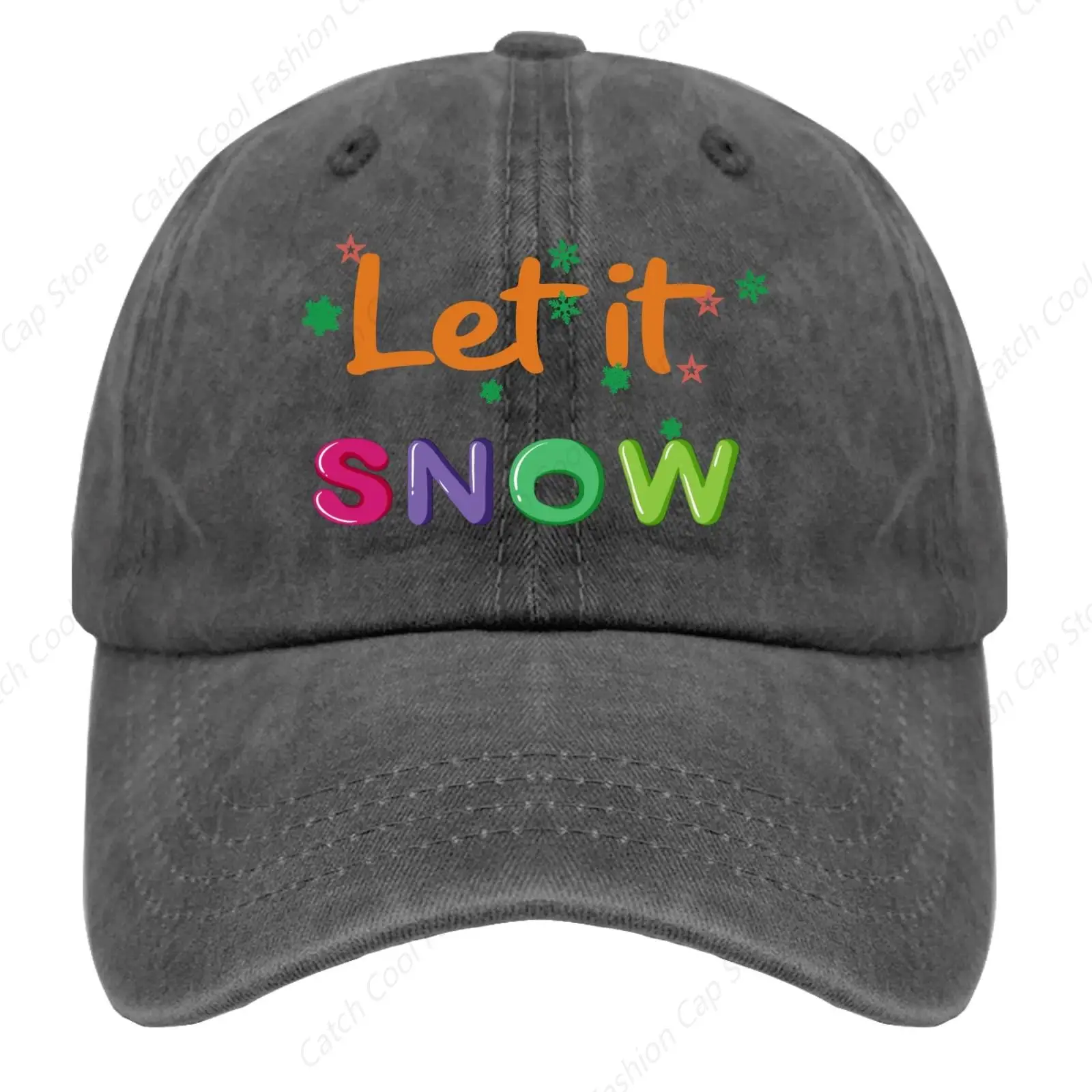 

Colorful Let It Snow Baseball Cap for Men Women Vintage Trucker Denim Hat Washed Cotton Fashion Unisex Adjustable Sports