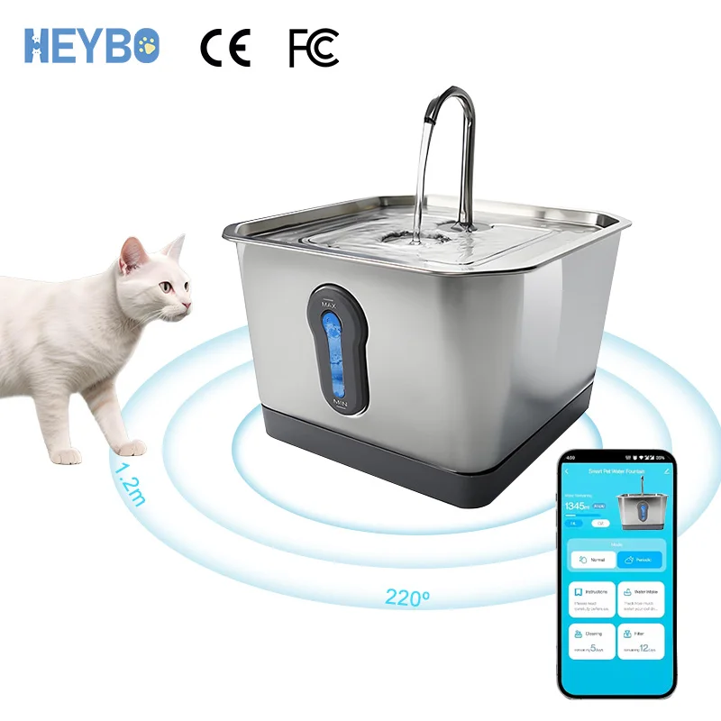 

Приложение 4L, умный Wi-Fi, датчик воды на 360 градусов, двойной источник питания, водный фонтан из нержавеющей стали 304, домашнее животное