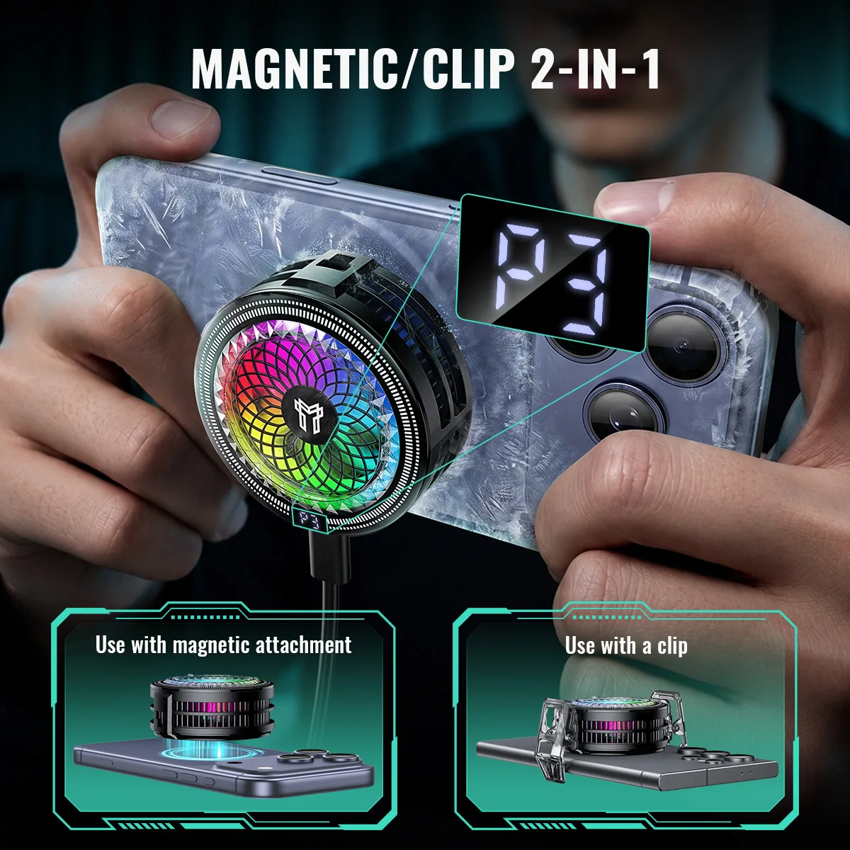 HOCO GA6 Semiconductor Magnetic Phone Cooler Gaming Cooling Universal Mobile Phone Cooler Long Lasting Stronger Cooling Air Fan