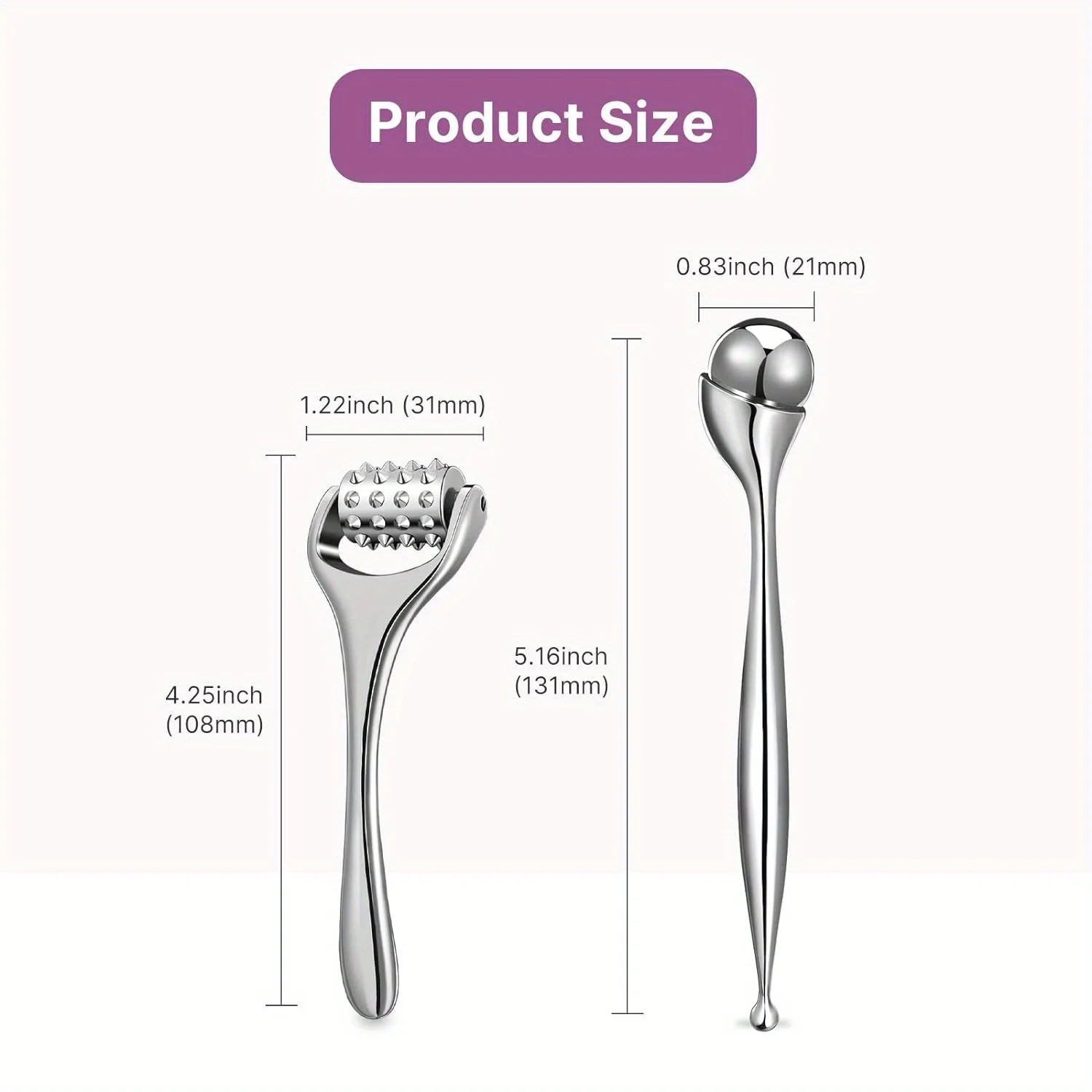 Roestvrijstalen oogmassageapparaat en gezichtsrollen Gezichtsmassagehulpmiddel voor wallen Oogzakken Ideaal voor dagelijkse gezichtsverzorging Body Massager