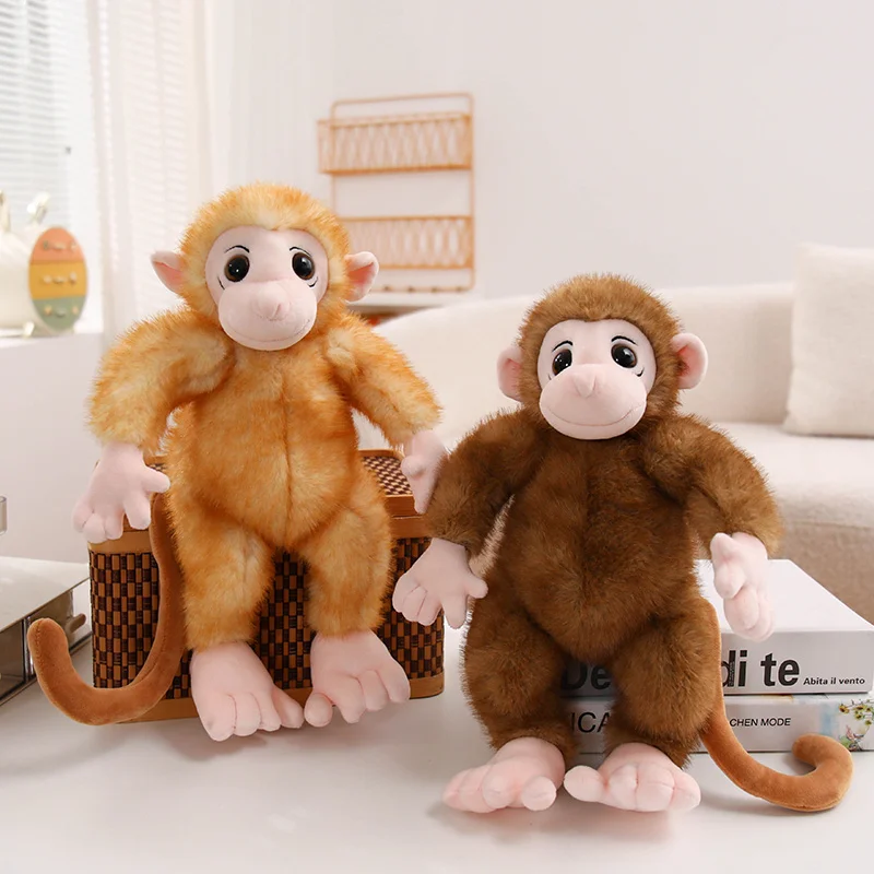Cute Monkey Plush Toy Realistic Long Tail Monkey Stuffed Animal Doll Soft Fluffy Wildlife Plushies Birthday Gift for Kids