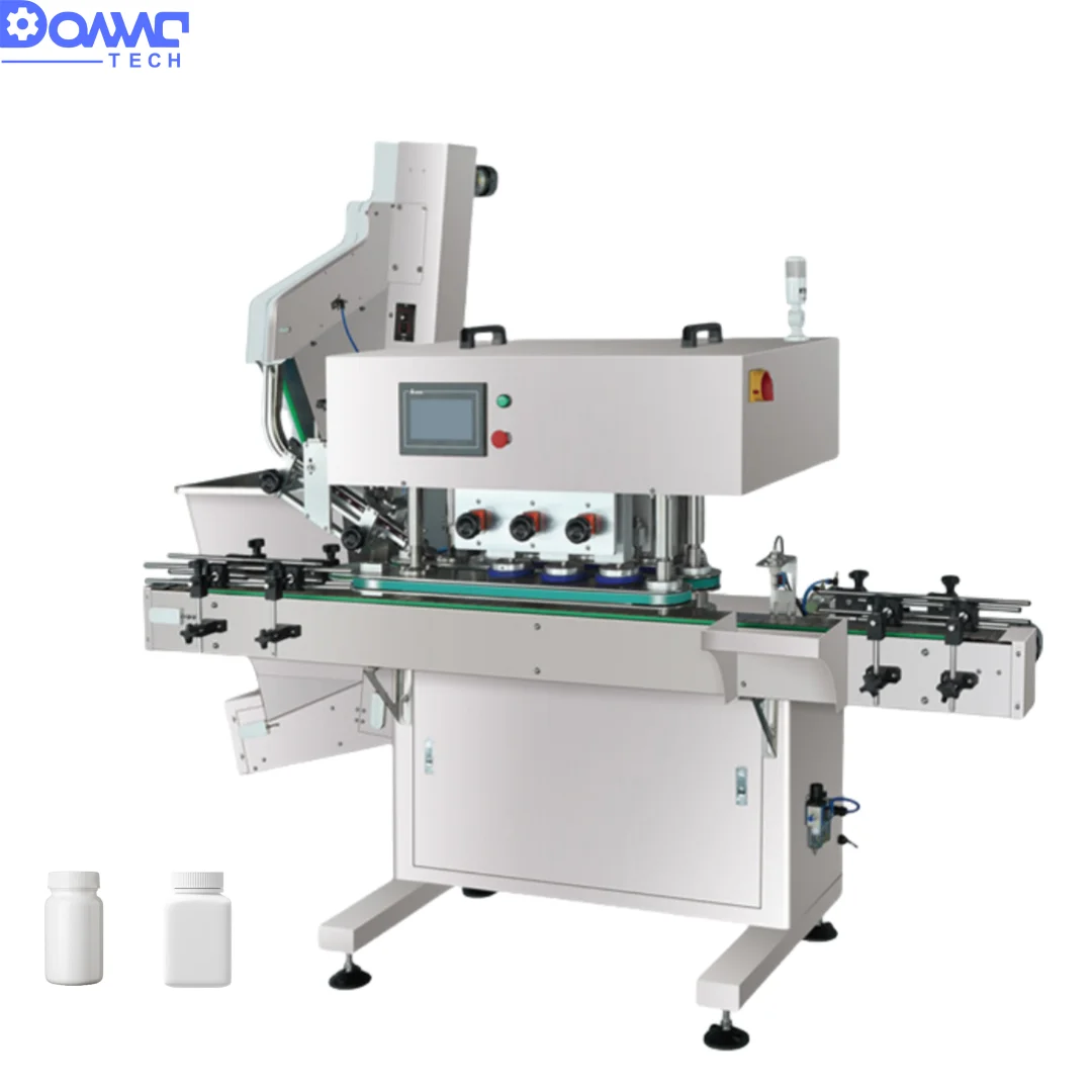 Full Automatic Cap Feeder Square Round Bottle Cover Cap Pressing Screw Capping Machine for Bottle Bottling Counting Machine Line