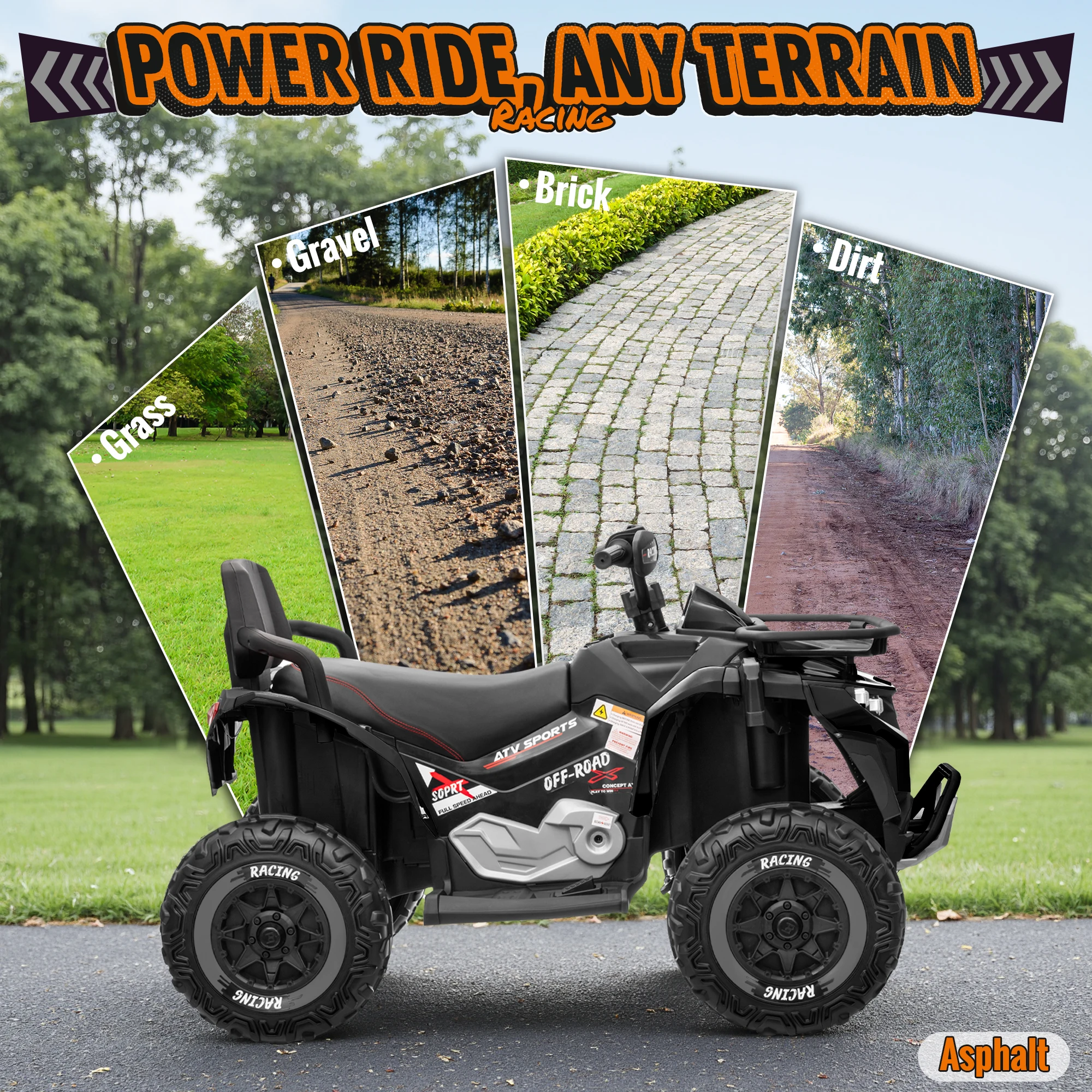 24V Large Four-Wheeled Off-Road Vehicle for Kids - 800W Powerful Motor, 4WD  Dual Leather Seats, Parental