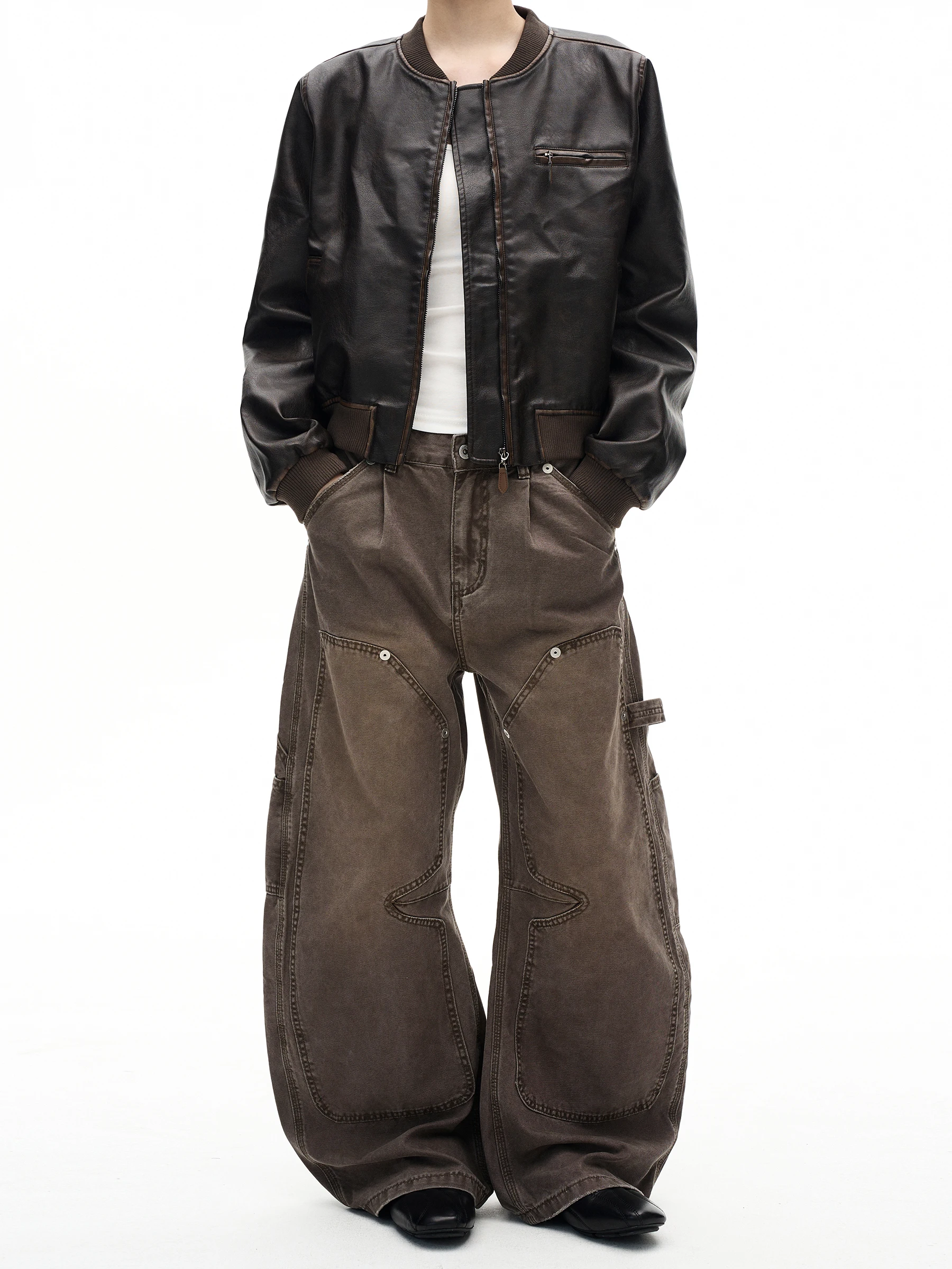 

Мужские брюки в стиле ретро, свободного кроя, с дизайнерскими вставками, повседневные хлопковые брюки, молодежная повседневная одежда, рабочая одежда