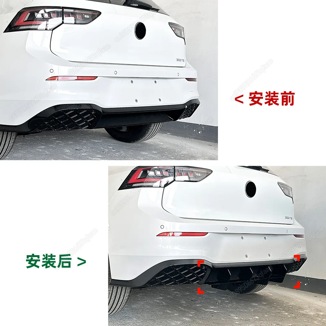 ل VW Golf 8.5 MK 8.5 300TSI R-line 2024-2025 سيارة شفة ممتصة للصدمات الخلفية الناشر سبويلر الفاصل ABS بوديكيت ضبط لمعان أسود