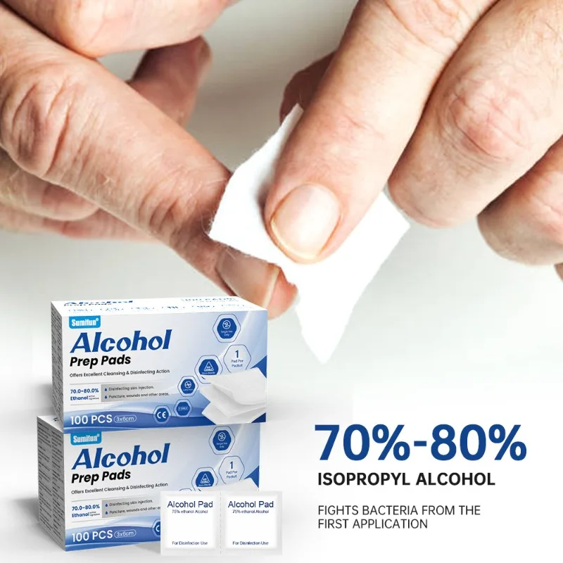 70% -80% ISOPROPYL ALCOHOL تطهير الكحول القابل للتصرف القطن علاج الجروح تنظيف المنزل تطهير ورقة القطن