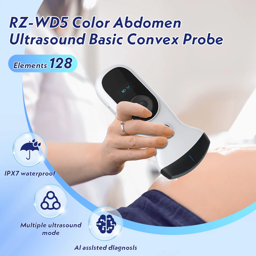 Wireless Ultrasound Probe 120 Elements 7.5-10mhz/3.5-5mhz for Blood Vessels, Musculoskeletal, Nerves,Abdominal, Obstetrics