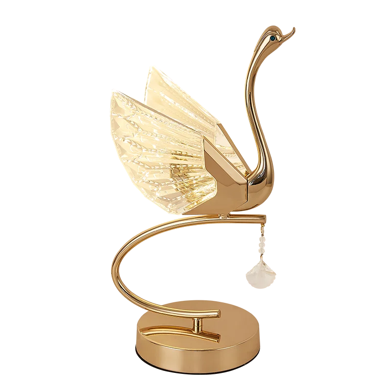 OUFULA Contemporary Swan Table Lamp LED Creative Golden Desk Light Decor For Home Bedroom