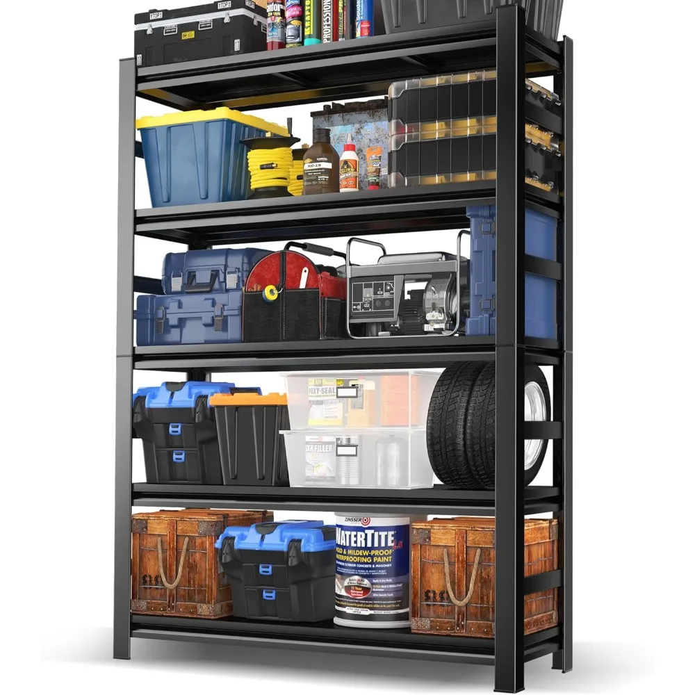 

78" H Garage Shelving,3000LBS Heavy Duty Garage Storage Shelves,Adjustable 5 Tier Metal Shelving Unit