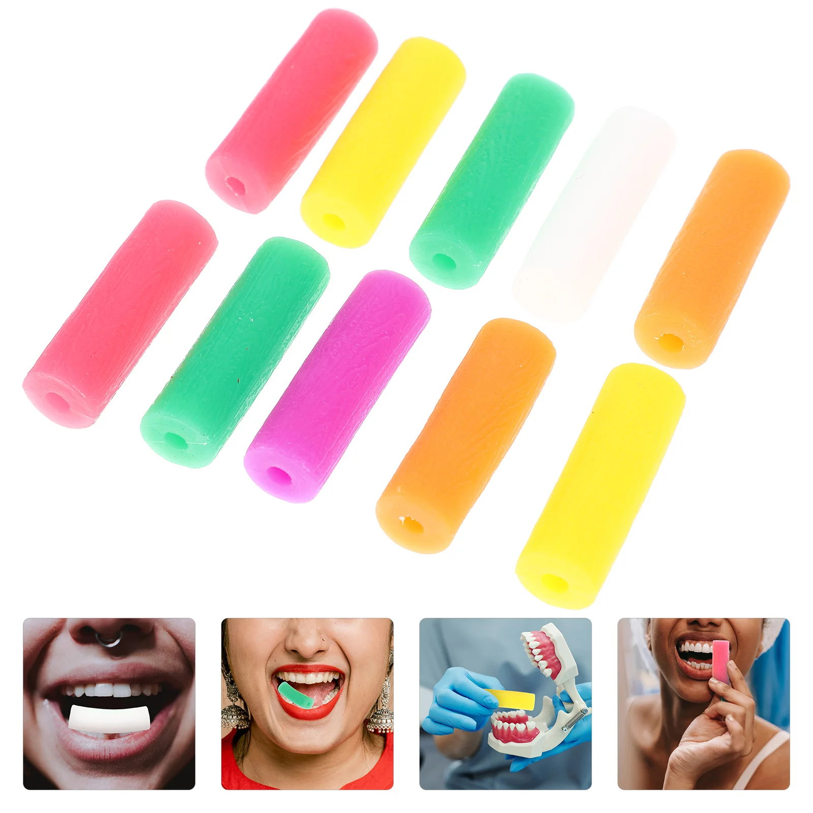 

10Pcs Teeth Brace Supplies Silicone Teether Jaw Exerciser for Correction Bag Storage Aligner Tray