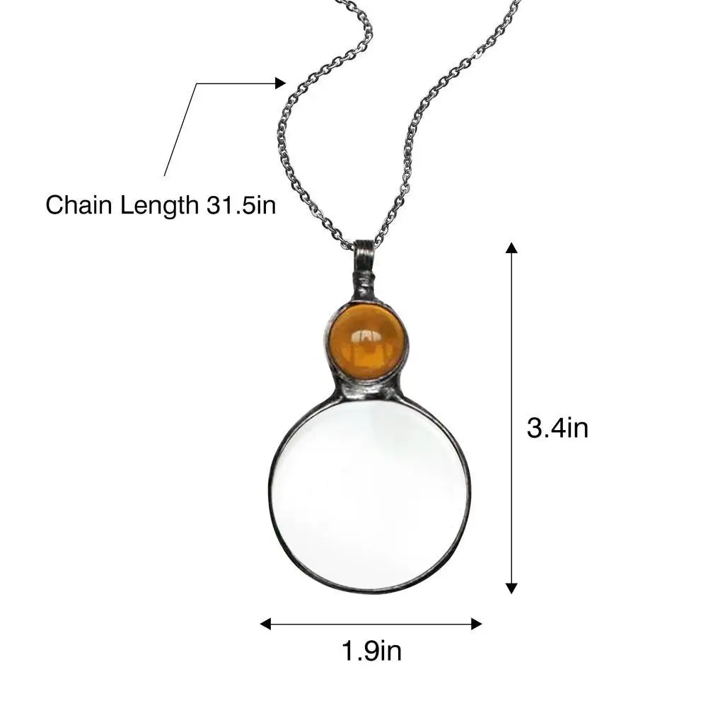 Necklace Magnifier Decorative Monocle Necklace Magnifying Glass Pendant Crystal Lock Metal Chain Necklace For Women Jewelry Gift