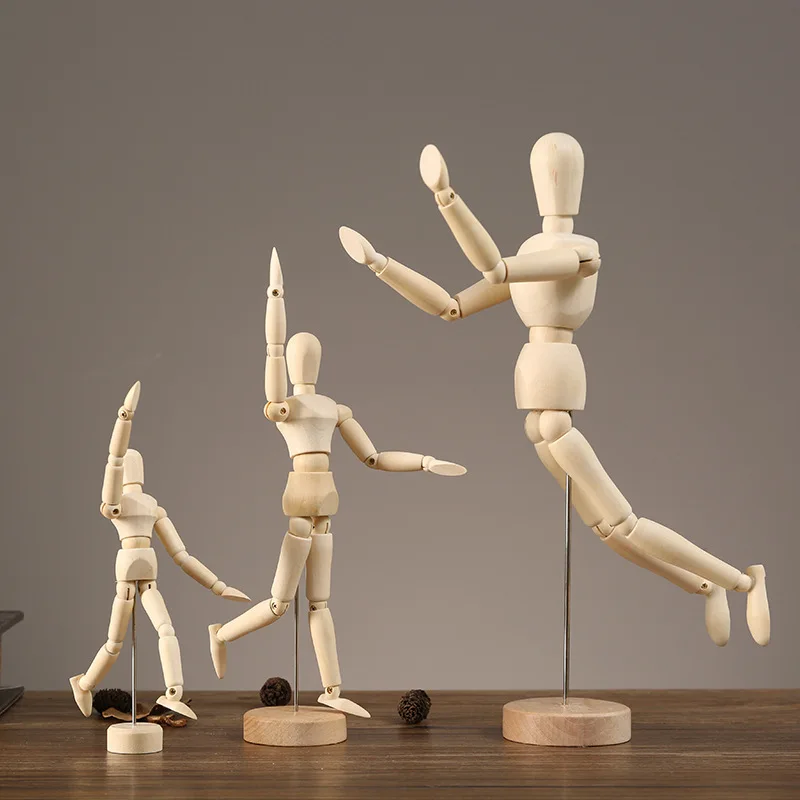 Multi-Size-Massivholz-Gelenk, menschliches Körpermodell, aktive Körpergelenk-Statue, Kunstunterricht, menschlicher Körper, Kunst, Darstellung, Action-Puppe, lustiges Spielzeug