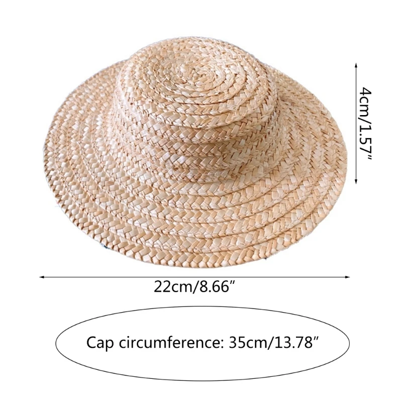 Baby Straw Hat for Girl Sun Protective Flat Top Hat with Lace Strap Breathable Wide Brim Sun Toddler Girl Panama Hat