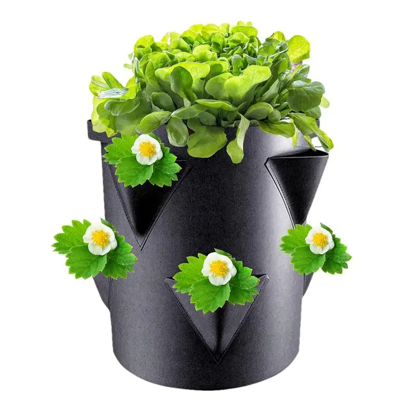 Strawberry Planting Bag With 6 Side Grow Pocket 7 Gallon Garden Planting Pots Multi-mouth Container Bags For Plant Growing