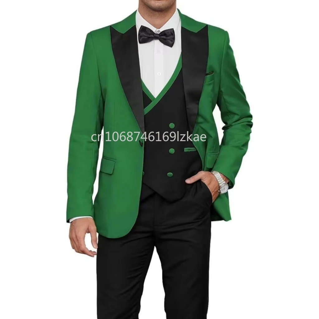 Formal Luxury Suit For Men One Button 3-Piece Blazer Vest And Pants set Elegant Tuxedos Wedding Dresses Prom Suits Set