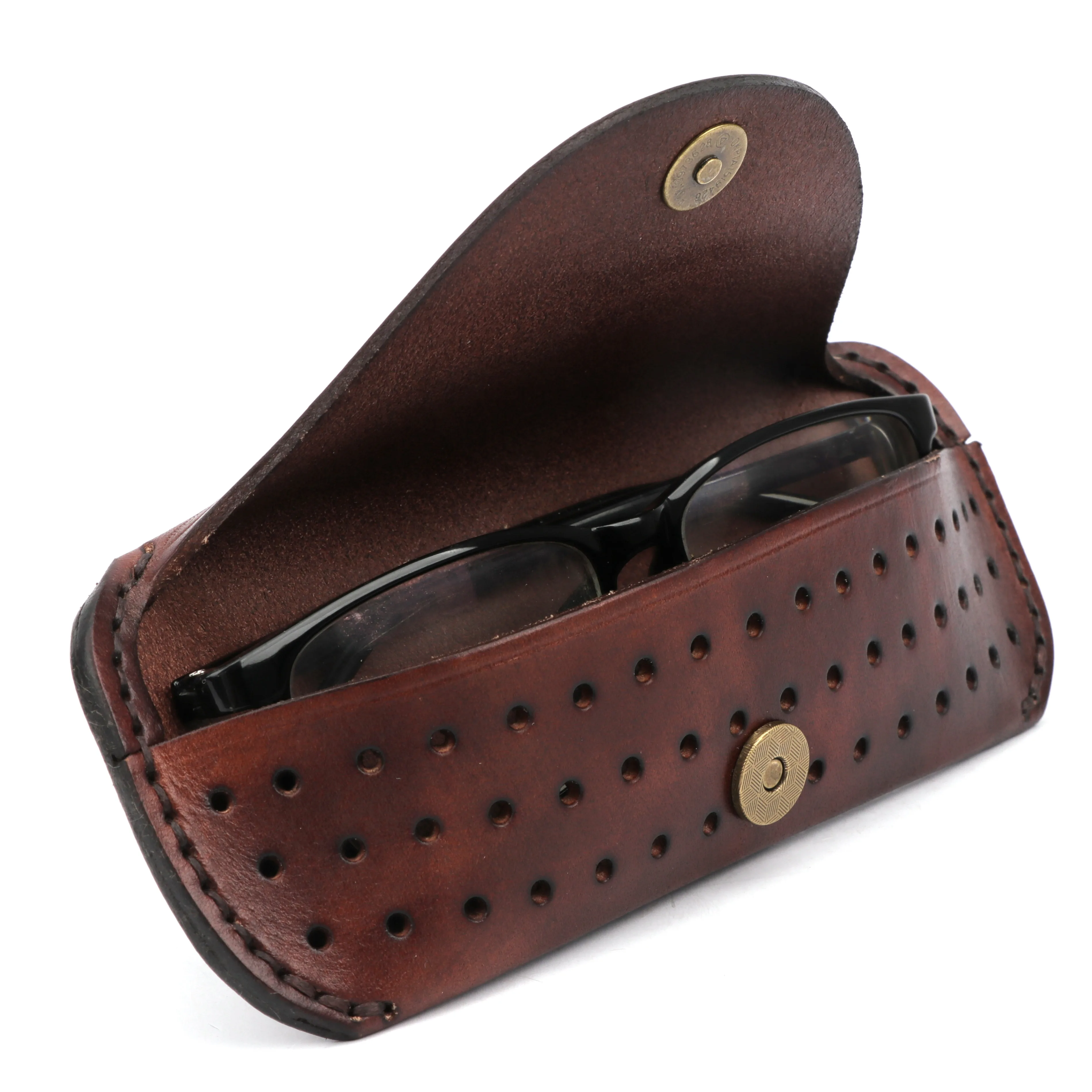 Tourbon Hunting Accessories Leather Heavy Duty Eyeglasses Case Eyewear Sunglasses Cover Tool Glasses Storage Box w/ Belt Loop