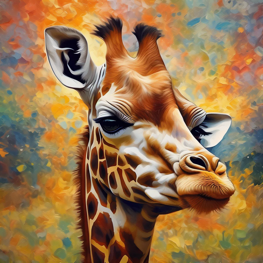 

754856 Grassland giraffe animal theme oil painting