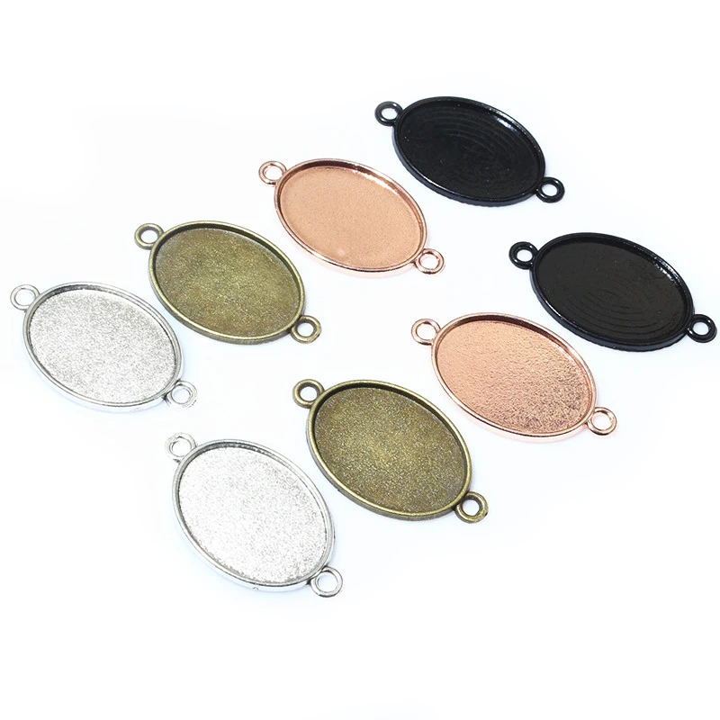 10pcs 18x25mm Inner Size 3 Colors Plated Classic Style  Cameo Cabochon Base Setting Charms Pendant necklace findings