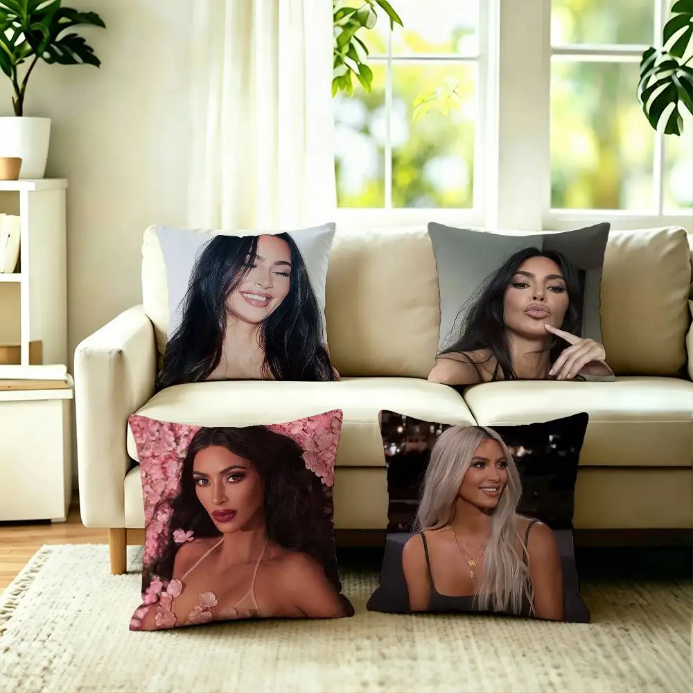 

Popular Actress K-Kim Kardashian Square Double-Sided printed Pillow Case Bedroom Bedside Pillow Sofa Cushion Cover