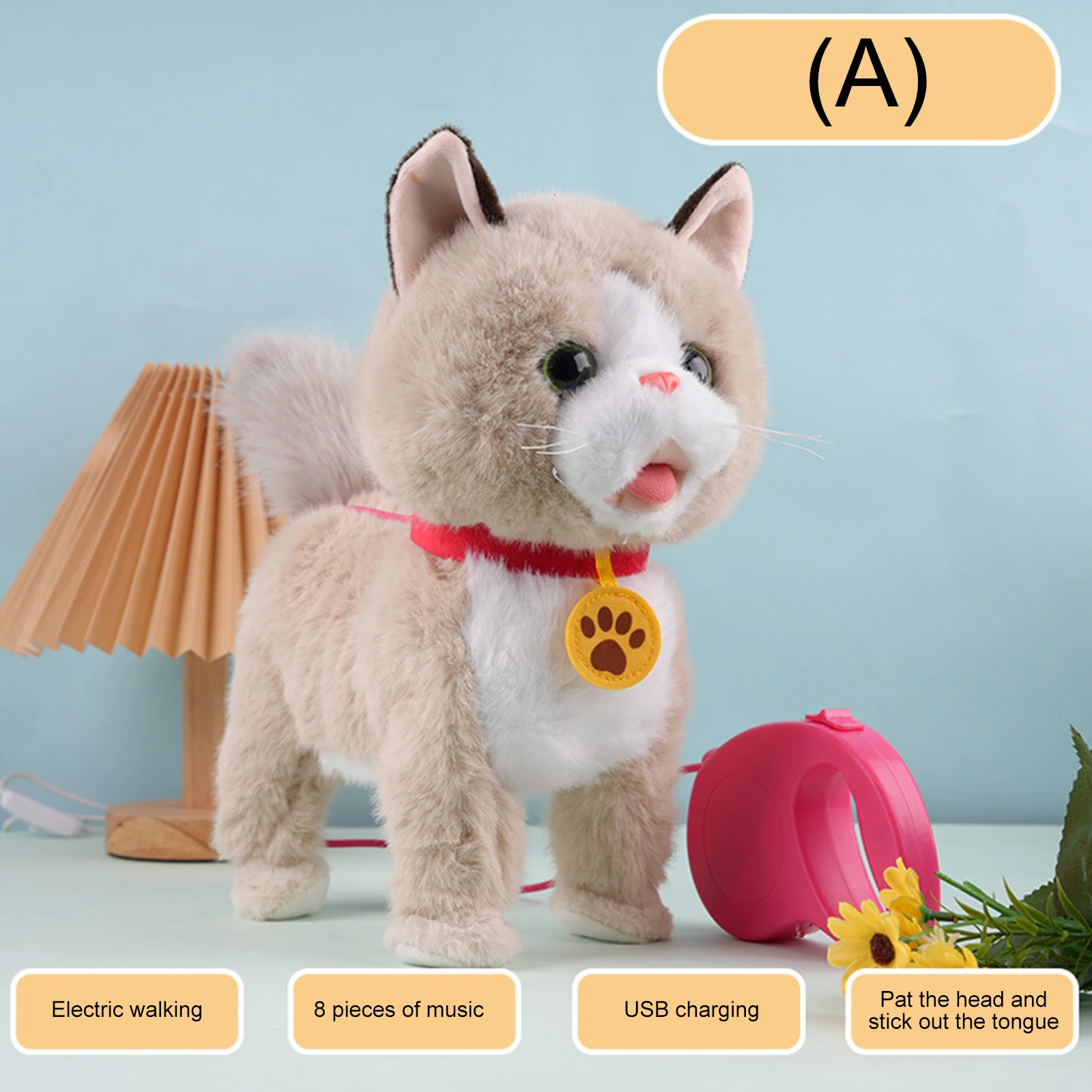 Electronic Interactive Plush Toy with Remote Control Leash Interactive Electronic Pet for Kids