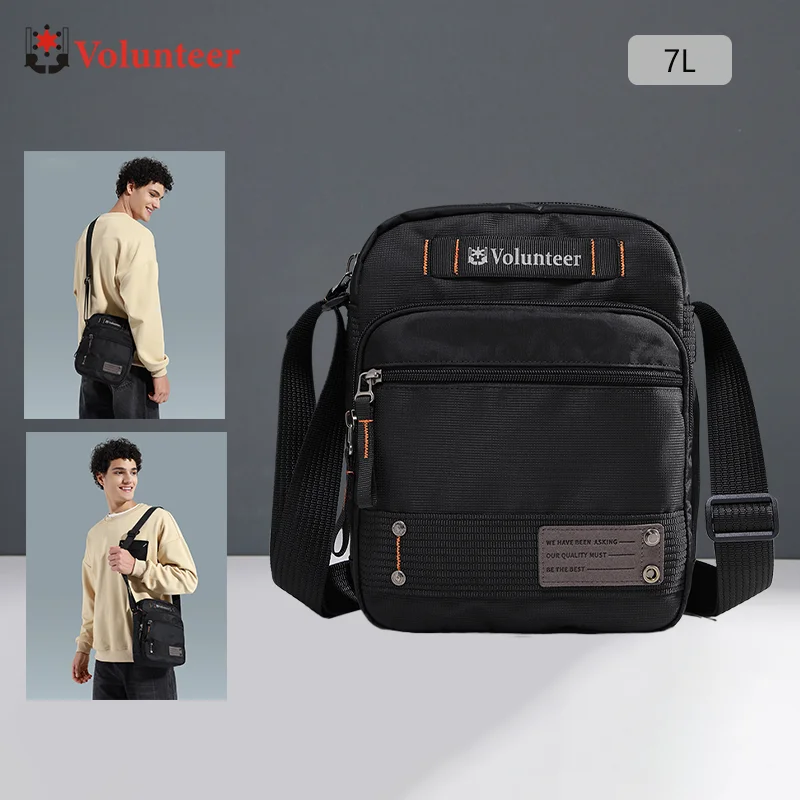 VOLUNTEER Men's Waterproof Shoulder Bag High Quality Oxford Cloth Nylon Crossbody Bags Men Casual Phone Small Sling Pack Bag