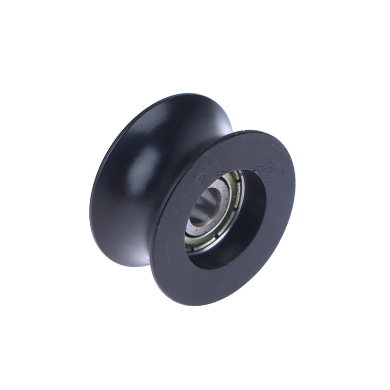 Black 14mm Diameter Track Wheel Rubber Coating 5*26*13 Nylon POM Wrapped Plastic Bearings Pulley U-shaped Groove