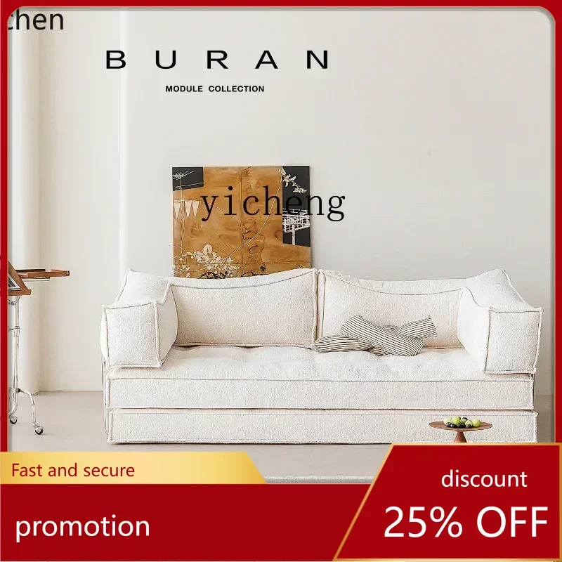 

HT Antique Module Foldable Removable and Washable Fabric Living Room Three-Seat Sofa Corduroy Sofa Bed