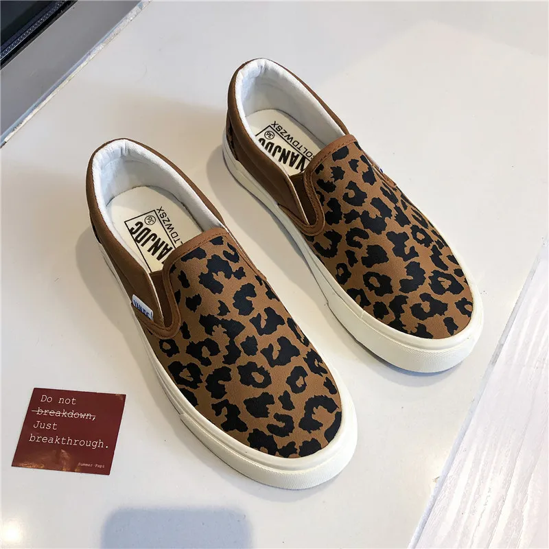 2023 Women Sneakers Leopard Canvas Lace Up Ladies Flats Outdoor Running Walking Shoes Comfortable Breathable Female Footwear