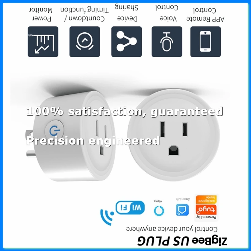 2PackX(TUYA 20A Smart Plug Zigbee Socket with Power Monitor Timing Function Voice Control Works US Plug)