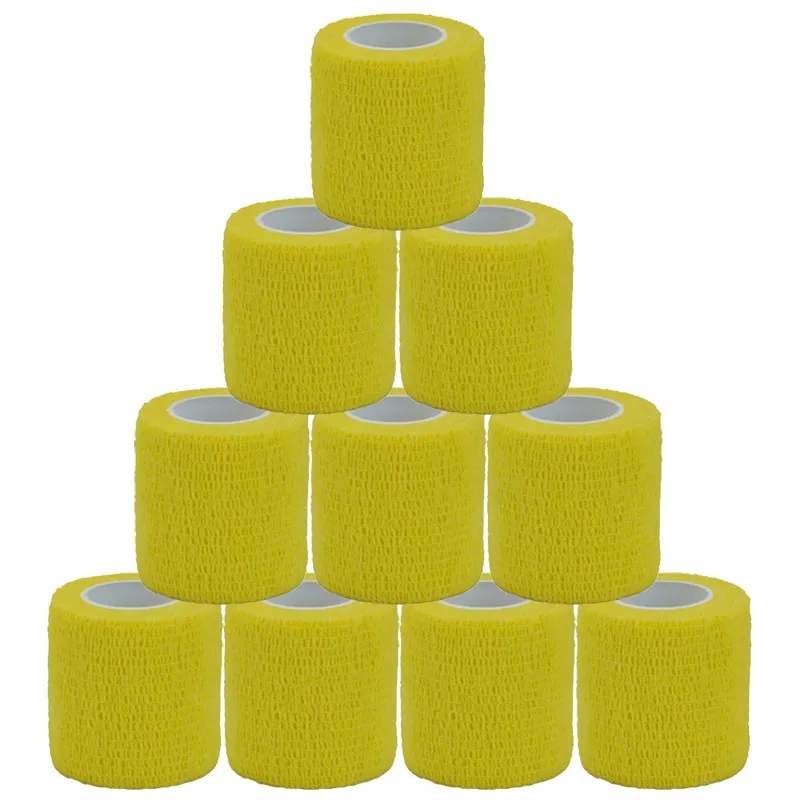

Yellow Sports Self Adhesive Bandage Vet Wraps Tape Finger Joints Athletic Protective Kit Pet Elastic Bandage 2.5-15CM