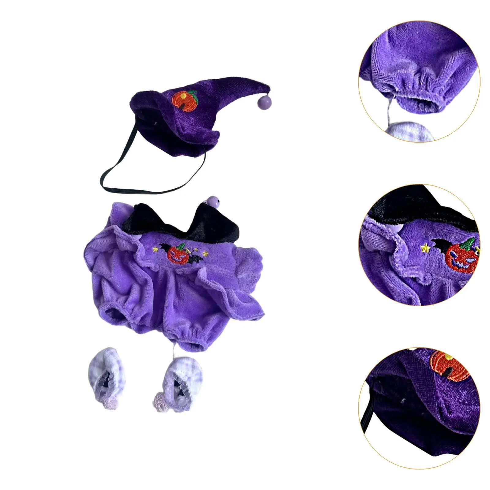 Juego de 3 disfraces de muñecas para Halloween con sombrero y zapatos, se adapta a muñecas de 20 cm