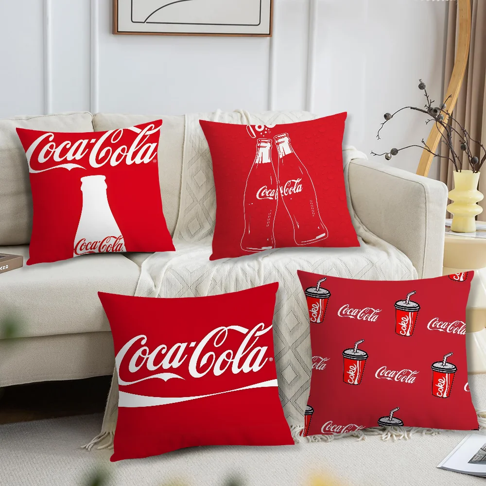 Fashion Print C-Coca C-Cola cushion cover For Pillow Printing Sofa Decoration Home Car Room Coffee Shop Office Nordic Simplicity